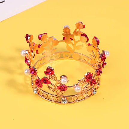Luxury Flower Crown Small Tiaras For Doll Diadem Girls Birthday Bridal Wedding Hair Jewelry Prom Crown Cake Topper Ornaments