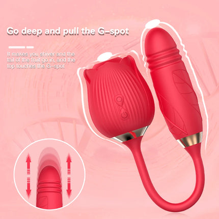 Rose Toy Sucking Vibrator Stimulator for Women with 10 Suction Thrusting Dildo G Spot Vibrators Adult Toys for Women Men Couples