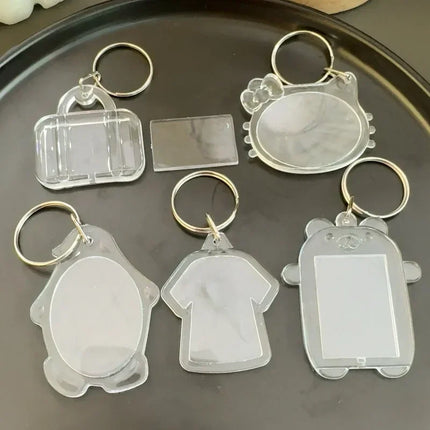 5/30Pcs Transparent Acrylic Keychains Lovely Blank Photo Frame DIY Pendant Fashion Versatile Keychains Couple Anniversary Gift