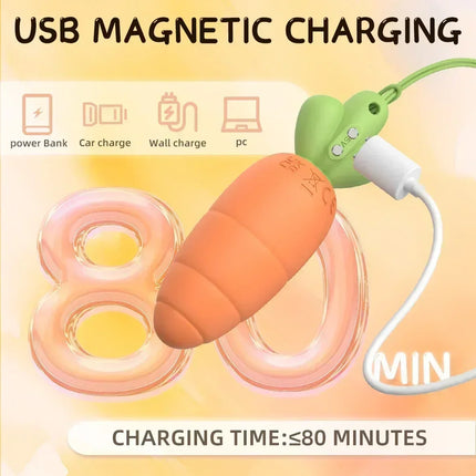 Cute Carrot Vibrating Powerful Mini Bullet 9 Modes for Women Clitoris Stimulator Dildo Adult Sex Toy  Anal Massage Vibrator
