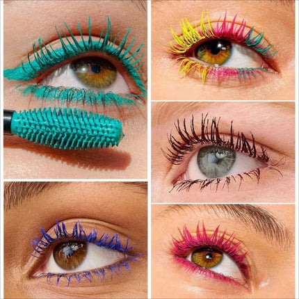 Colorful Silk Mascara Waterproof Lasting Mascara Yellow Black Cream Thickening Lengthening Curling Smudge-Proof Makeup Cosmetic
