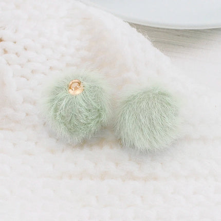 10pcs Plush Fur Covered Ball Beads Charms DIY Pompom Beads Pendant for Necklace Earring Bracelet Jewelry Making Supplies Finding