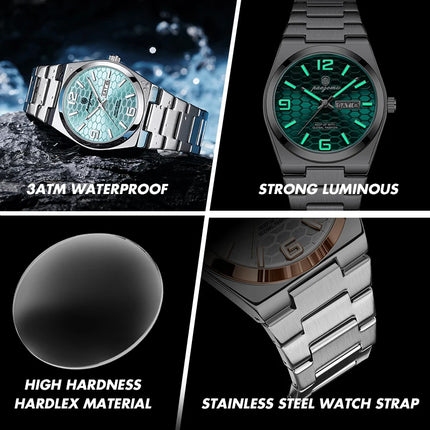 PAAZOMU Sport Luxury Men's Wristwatch High Quality Waterproof Luminous Watch For Men Fashion Date Week Quartz Men's Watches Reloj