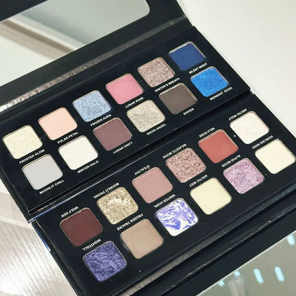 12 Colors Metallic Eyeshadow Palette Pearl Matte Sparkling Shimmer Blue Eye Shadow Highlighter Brighten Glitter Halloween Makeup