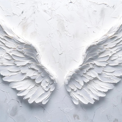 White Angel Wings Feather Canvas Painting Print Wall Art, Minimalist Spiritual for Living Room Home Decor Cuadros