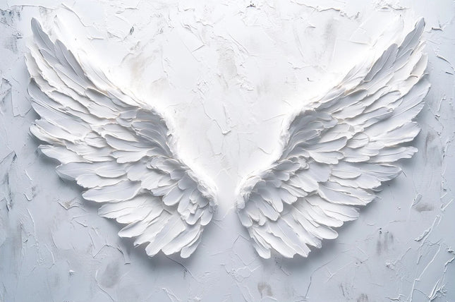 White Angel Wings Feather Canvas Painting Print Wall Art, Minimalist Spiritual for Living Room Home Decor Cuadros
