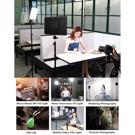 LED Video Light With Professional Tripod Stand Remote Control Dimmable Panel Lighting Photo Studio Live Photography Fill-in Lamp