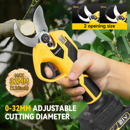 MELLWIN Brushless 32mm Electric Pruner Shear Fruit Tree Bonsai Cordless Pruning Scissors Power Tools For Makita 18V Battery Pin