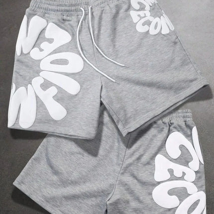 2026 Quick Drying American Street Style Letter Printed Casual Men's Sports Shorts