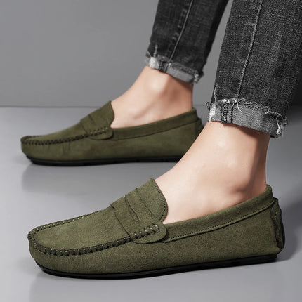 Fashion Suede Men Casual Shoes Breathable Leather Mens Loafers Slip on Male Driving Shoes Luxury Brand Comfortable Boat Shoes