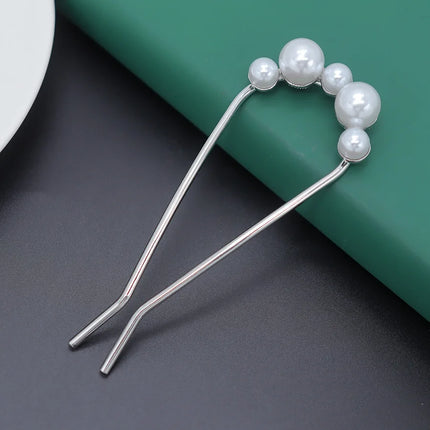 Metal Flower Hair Stick For Women Girls U-shaped Hairpin Fashion Hair Clip Pins New Blue Crystal Hair Bun Hair Accessories