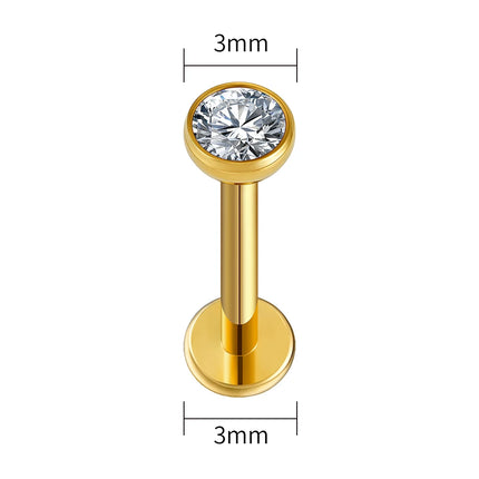 Right Grand ASTM F136 Titanium 18G/16G Threadless Push Pin Flat Back Stud 2/2.5/3/4mm CZ Cartilage Tragus Helix Nose Piercing