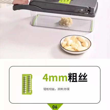 16 in 1 Handheld Slicers Dicers Graters, Multifunctional Vegetable Chopper Kitchen Food Tool with Container & Safety Guard