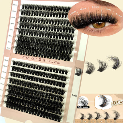 HBZGTLAD 16 Rows 5D Fluffy Cluster Lashes 60D-100D Mix Natural Thick Eyelash D/DD Individual Lashes 10-20mm DIY Lash Extensions