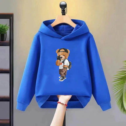 Fashion Bear Children's Hoodies tops 3-12 year Boy black Girls pink Casual Toddle Sweatshirr child Age 2-12 Spring Autumn Coat