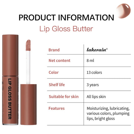 8ml Butter Non-stick Cup Gloss Lip Gloss Moisturizing Mirror Lip Gloss Lasting Color Lip glaze Dye Lip Liquid Makeup For Women