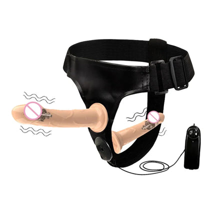 Couples Harness Strap-on with 2 Vibrations Realistic Dildos for Anal G-spot Stimulation Prostate Massager Adult Sex Toy for Wom