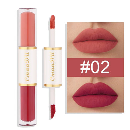 8 Colors Velvet Matte Liquid Lipstick Double-ended Lip Gloss Long-Lasting Waterproof Easy Color Non-stick High Pigment Lipgloss