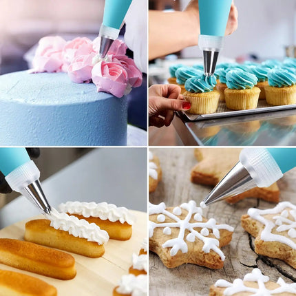 13PCS Russian Piping Tips Set Cake Decorating Kit- 7 Flower Nozzles,EVA Bag & Tools - for DIY Cake Puff Decoration Baking Tools