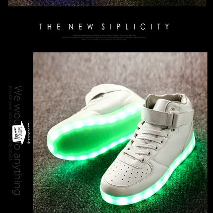 Wholesale LED Light-Up Shoes Plus Size High-Top Charging Colorful Night Fluorescent Couple Board Shoes From China Mainland