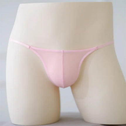 Men Sexy String Seamless Bikini Ice Silk Cool Breathable Panties Pouch Lingerie Briefs Sexy Ultra-Thin Translucent Underwear