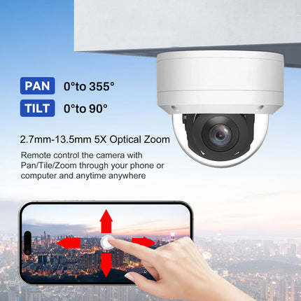Anpviz Smart 4k 8MP POE IP PTZ Camera 5X Optical  Zoom Audio Camera IR 30m Outdoor Security Protection Human Vehicle Detection