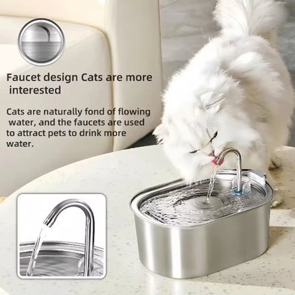 3.2L Cat Automatic Water Dispenser Pet Water Fountain USB With Filter Stainless Steel Dog Drinking Fountain For Cats Dogs ﻿