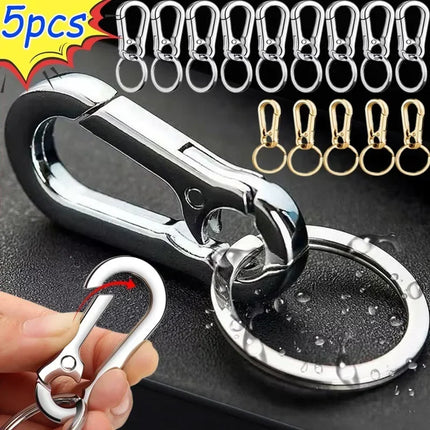 1-5pcs Waist Hanging Key Rings Stainless Steel Holder Keychains Buckle Clip Gourd Climbing Hook Car Strong Carabiner Key Chain