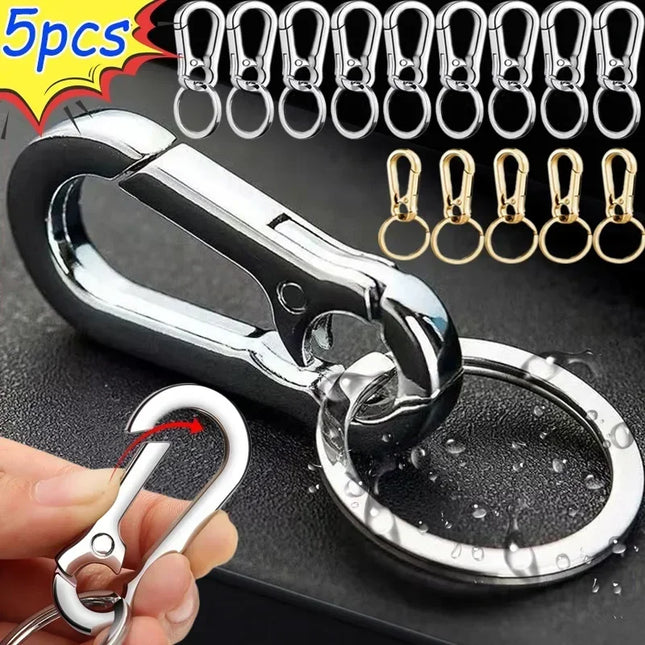 1-5pcs Waist Hanging Key Rings Stainless Steel Holder Keychains Buckle Clip Gourd Climbing Hook Car Strong Carabiner Key Chain