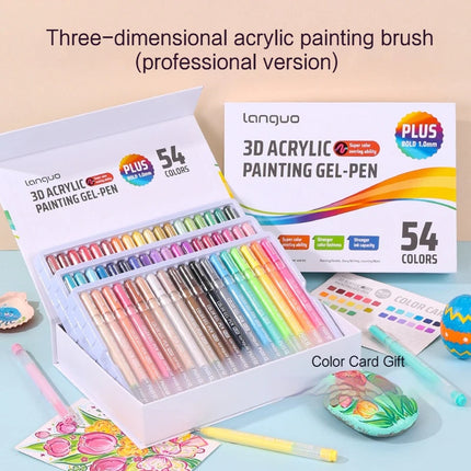 Languo Three-Dimensional Effect Acrylic Painting Gel Pens Set 1.0mm Tip Kawaii Stationery Student Color Drawing Pen Art Supplies