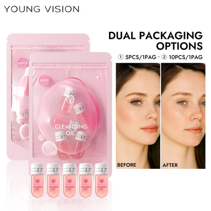 YOUNG VISION  5/10-Piece Makeup Remover Oil + 100-Piece Cotton Pads Gentle Skin-Friendly Deep Cleansing Makeup Remover Oil Set