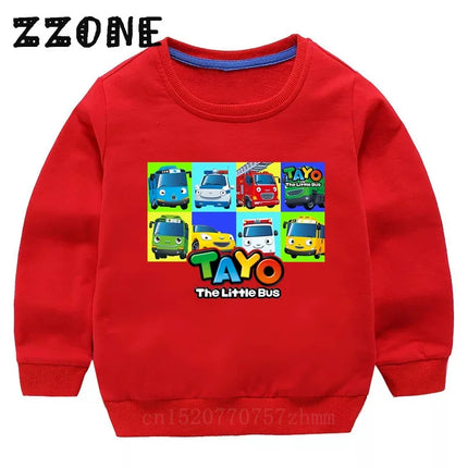 Hot Sale Kids Sweatshirts Tayo the Little Bus Print Cartoon Children Hoodies Funny Baby Pullover Outwear Tops Girls Boys Clothes