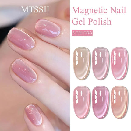 7pcs Shiny Cat Magnetic Gel Nail Polish Set With Magnetic Rod Pink Colorful Semi Permanent Soak Off UV Gel Varnish Nail Supplies