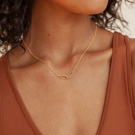EManco Hot Fashion Stainless Steel Link Infinity Necklace Geometric Double Paperclip Pendant Women's Simple Jewelry Wholesale