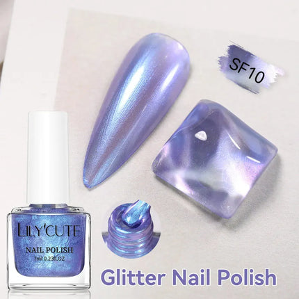 LILYCUTE 7ml Matte Nail Polish Velvet Effect Pearl Shell  Air Dry Nail Art Varnish No Need Lamp Manicure Glitter Nail Care Polis