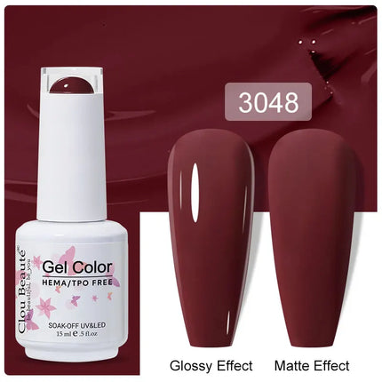 Clou Beaute 15ml Nail Gel Polish Vernis Semi Permanent UV LED Lamp Lakiery Hybrydowe Hema Free Red Nail Art Gel Lacquer Gel