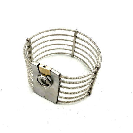 Lockable Stainless Steel Neck Collar Bondage Restraints Wire Chocker Posture Slave BDSM Necklace Metal Collar Adult Sex Toys