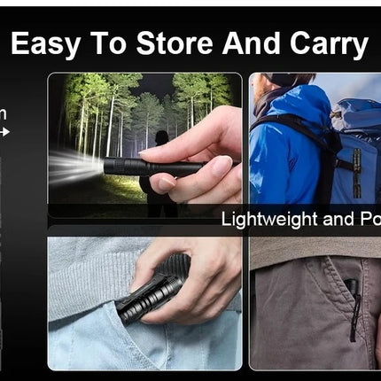 Portable Mini LED Pen Flashlight Waterproof Pocket Torch Handheld Light for Outdoor Camping Hiking Car Repair Emergency Home Use