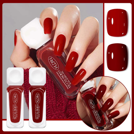 2pcs/set 10ml Water-Based Peel-Off Nail Polish Kit Red Pink Long Lasting Quick Drying No Lamp Needed Nail Art Nail Supplies