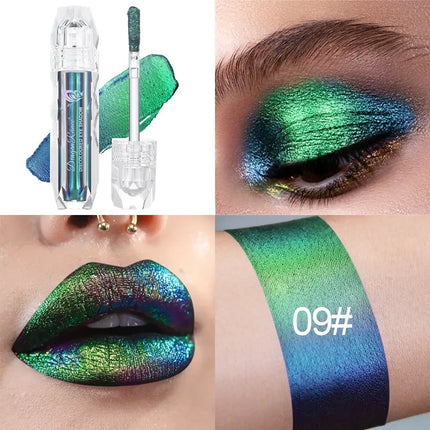 Optical Chameleons Eye Glitter Pigment Monochrome Holographic Navy Blue Green Shiny Metallic Liquid Lip Gloss Eye Shadow Stick