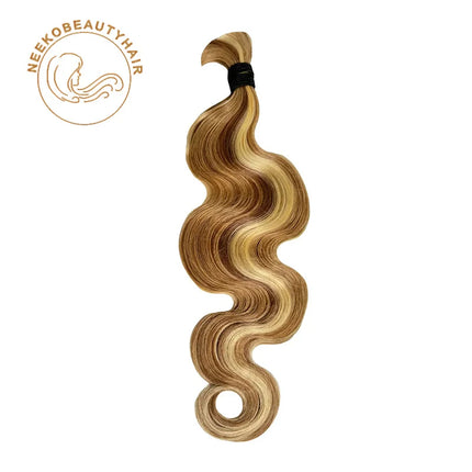 Honey Blonde Highlight Bulk Human Hair 1 Bundles/Pack 100g 18 Inch Body Wave Knotless BOHO Braids Human Hair Braiding Hair