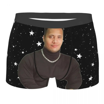 Custom Male Cool The Rock Dwayne Meme Underwear American Actor Johnson Boxer Briefs Stretch Shorts Panties Underpants