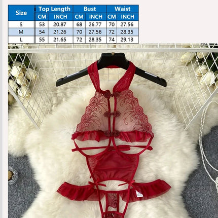 See-through Sleevless Halter Playsuits Lace Sheer Open Crotch Lingerie Rompers Women Erotic Hollow Sexy Bodysuits Party Jumpsuit