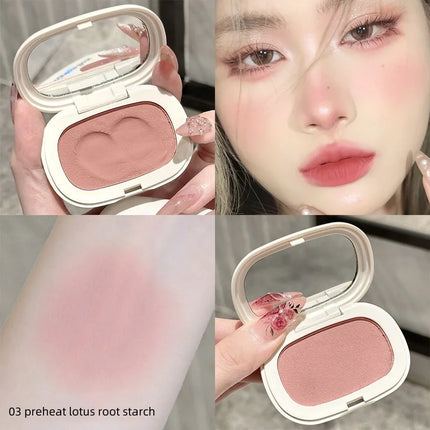 Single Color Blush Silky Texture High Color Rendering No Powder Feeling Low Saturation Long-lasting Natural Matte Blush