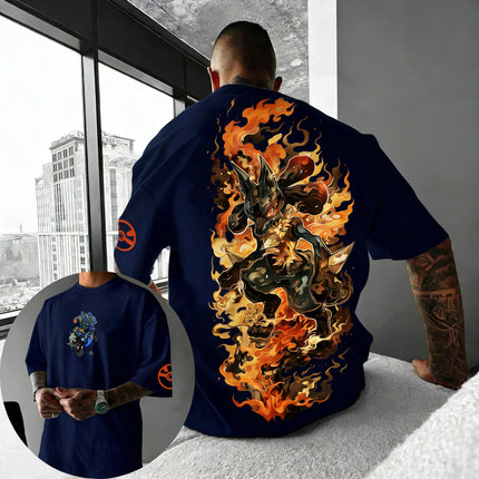 Pokemon  Anime Men and Women Summer T-shirt New Lucario Creative Printed Street Hip Hop Loose Casual Y2K Parent Child Top