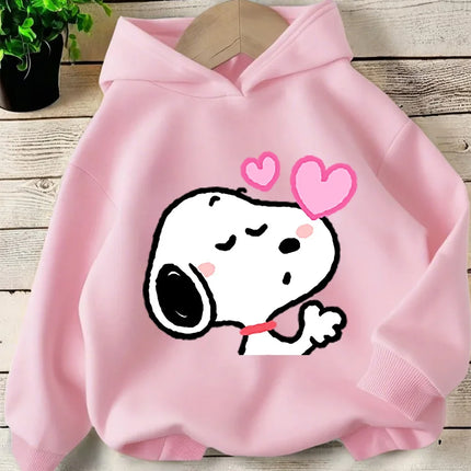 Childrens Peanuts Snoopy Hoodie Boys Girls Kawaii Cartoon Puppy Dog Graphic Hooded Sweatshirt Winter Leisure