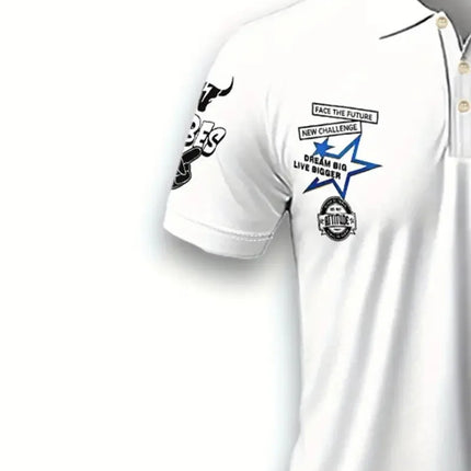 The new men's POLO shirt for summer 2025 is a casual fashionable soft comfortable and breathable 3D letter pattern print