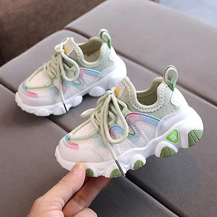 2022 Breathable Toddler Boy Sneakers Stretch Fabric Fashionable Baby Running Shoes Pink School Girl Sports Shoes Sneakers