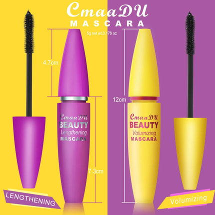 Volumizing Mascara Waterproof Lengthen Curl Quick Drying Smudge Proof Natural Fiber Lash Enhancer 4D Effect Makeup