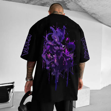 Summer Anime Pokémon Cosplay T-Shirt Cotton Short Sleeve Tops Casual Loose Retro T-Shirt Men Women Family Matching Outfits Tops